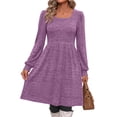 thumbnail image 3 of Fantaslook Square Neck Long Sleeve Dresses for Women Casual Trendy Sweater Dress with Pockets, 3 of 9