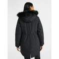 thumbnail image 4 of Time and Tru Women's and Women's Plus Hooded Anorak Jacket with Faux Fur Trim, Heavyweight, Sizes XS-2X, 4 of 6