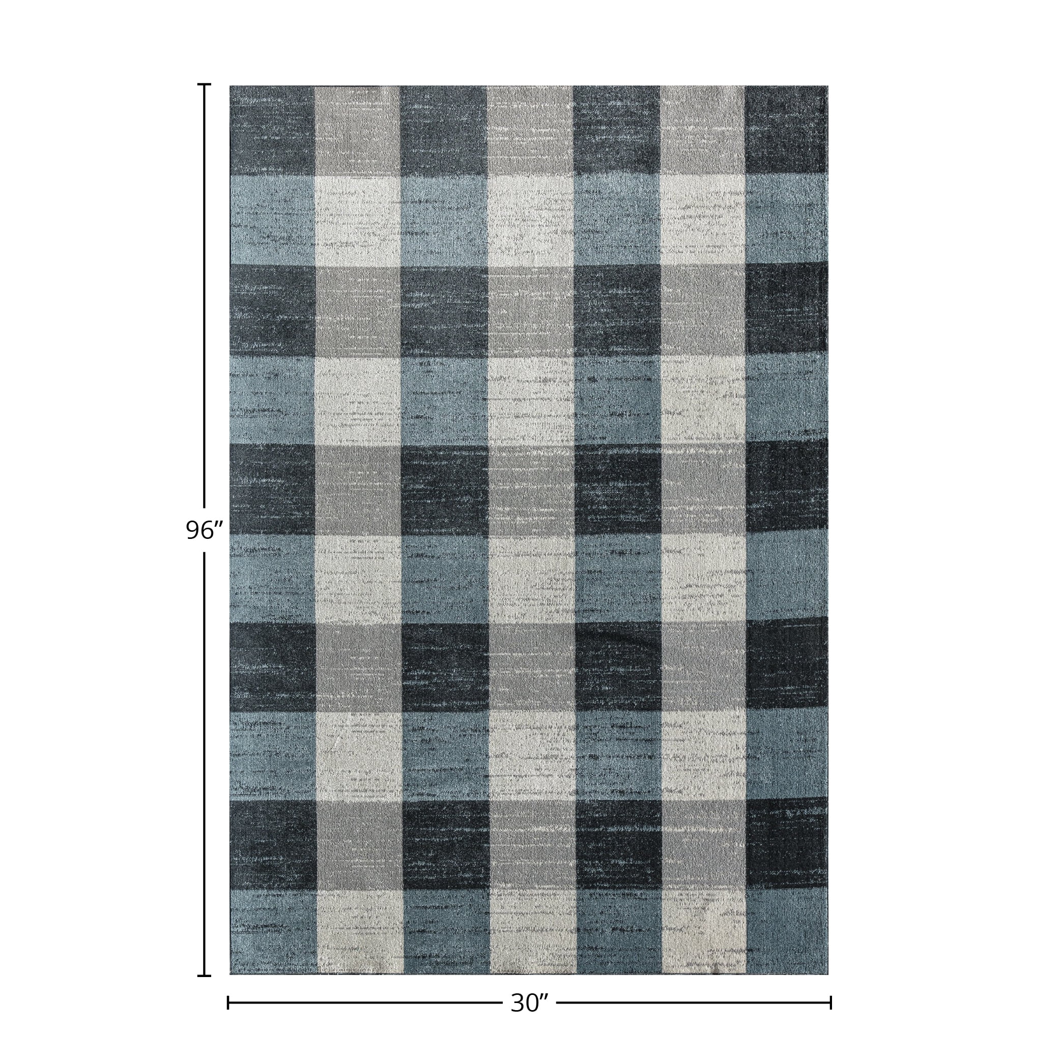 Rugs America Jaelyn JD65A Bedford Check Modern Contemporary Blue Area Rug, 2'6" x 8'