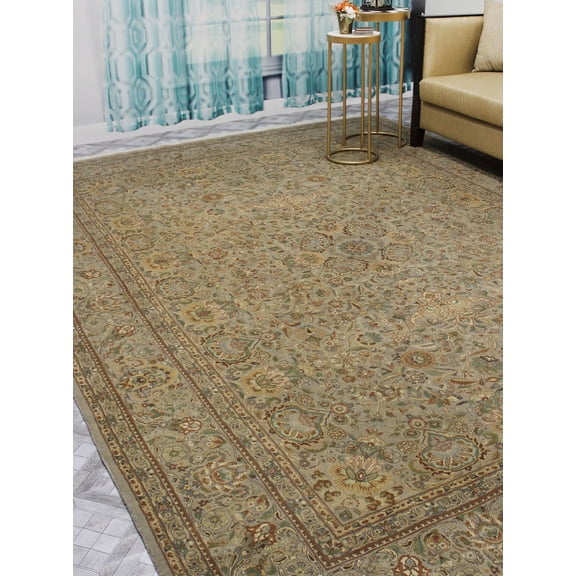 Wali Lahore Lt. Grey/Green Rug, 8'9" x 13'0"