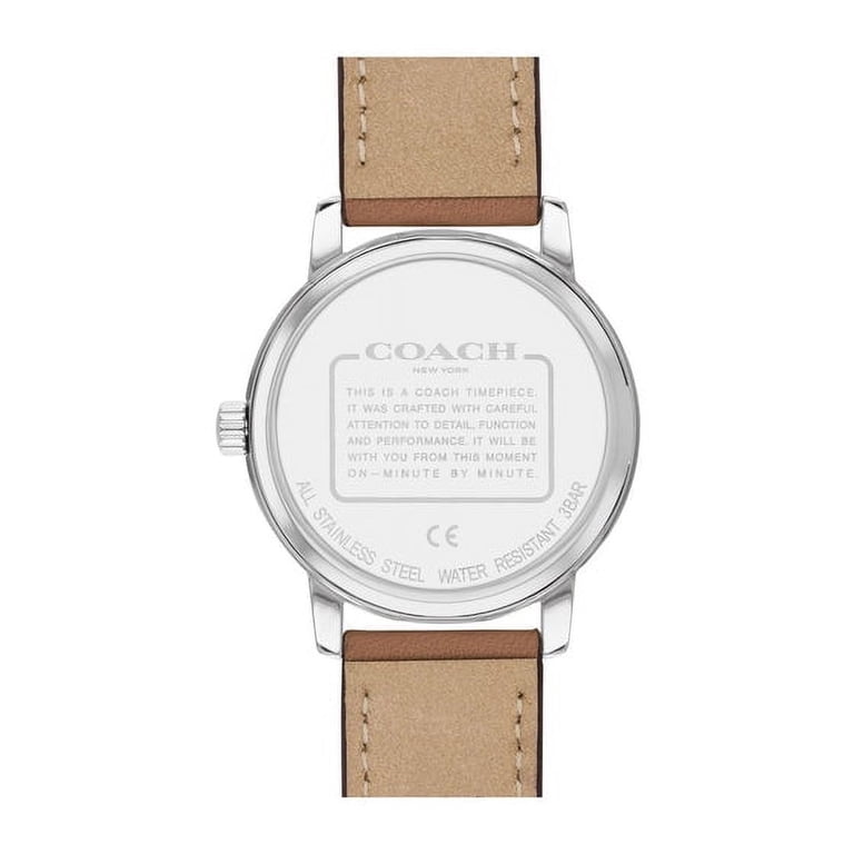 Coach Brown Monogram Stainless Steel Watch with White Leather Accents Coach Outlet Liz Watch, 24 Mm | ShopSimon main image 3