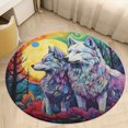 thumbnail image 5 of Wolves in The Moonlight Round Rugs -Washable Non-Slip Small Round Area Rug Throw Soft Circle Rugs for Bedroom, Modern Print Indoor Carpet for Entryway Sofa Living Room, 5 of 7