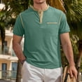 thumbnail image 5 of Mens Henley Shirts Short Sleeve Casual Button Basic T-Shirts Summer Classic Vintage Tee Shirts with Pocket Mint Green 2XL, 5 of 6