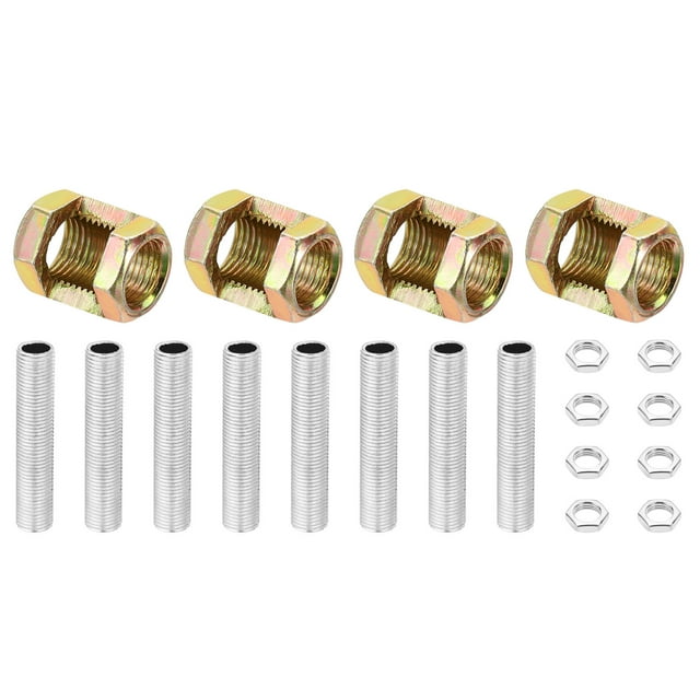 Uxcell 20 Pcs M10×20 Hexagon Open Coupling Nut with Threaded Pipe and Hex Nut