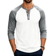 thumbnail image 6 of IAJDKMEK Men's Henley Shirts - Long Sleeve Color Block Raglan Casual Top with Soft Fabric for Daily Style,Light Gray L, 6 of 7