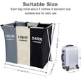 thumbnail image 5 of AirSMall Organized Foldable 3 Bins Laundry Hampers with Aluminum Frame, (White+Grey+Black), 5 of 8