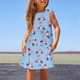 thumbnail image 4 of HABDGIKS Robes pour Filles Robe de Princesse Mignonne pour Enfants Vêtements de Maison Décontractés Pyjama Imprimé Mignon Col Rond Sans Manches Robe d'Été, 4 of 5