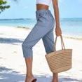 thumbnail image 6 of GEWSEY Capri Pants for Women High Waisted Relaxed Fit Elastic Waist Casual Capris Trousers Crop Chino Pants with Pocket Blue for Size L, 6 of 9