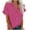 Hot Pink, variant on fartey Womens Button Down Shirts Rolled up Short Sleeve Lapel Cardigan Blouses with Pocket Loose Solid Color Summer Tops