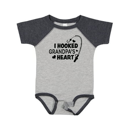 

Inktastic I Hooked Grandpa s Heart with Fishing Rod Gift Baby Boy or Baby Girl Bodysuit