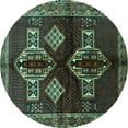 thumbnail image 1 of Ahgly Company Indoor Round Persian Turquoise Blue Traditional Area Rugs, 7' Round, 1 of 4
