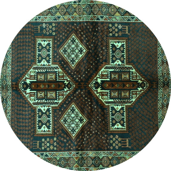 Ahgly Company Indoor Round Persian Turquoise Blue Traditional Area Rugs, 6' Round