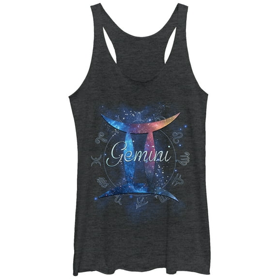 Women's Lost Gods Gemini  Racerback Tank Top Black Heather Large