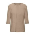 thumbnail image 4 of Weiqiqre Womens Spring Tops Plus Size Tops 3/4 Length Sleeve Blouses Crew Neck Shirts Casual Loose Tunic Tops, 4 of 4