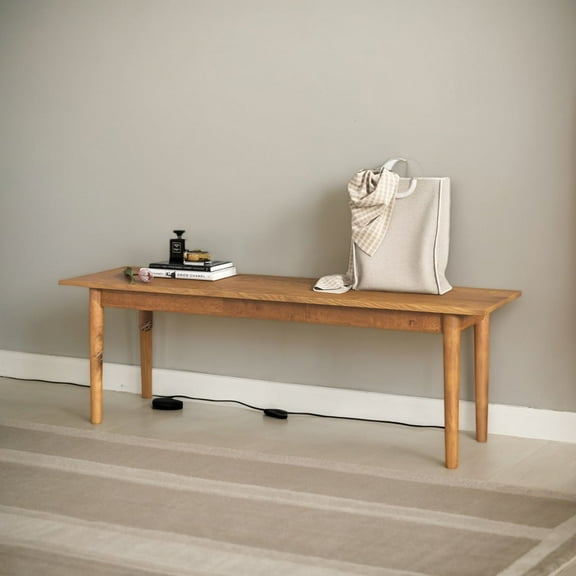 Resenkos Solid Wood Dining Bench Entryway Bench with Rubber Wood Legs,