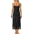 thumbnail image 3 of INSPIRE CHIC Women's Satin Nightgown Lounge Sleepwear Cami Dress with Tassel Pajama Dress XS Black, 3 of 5