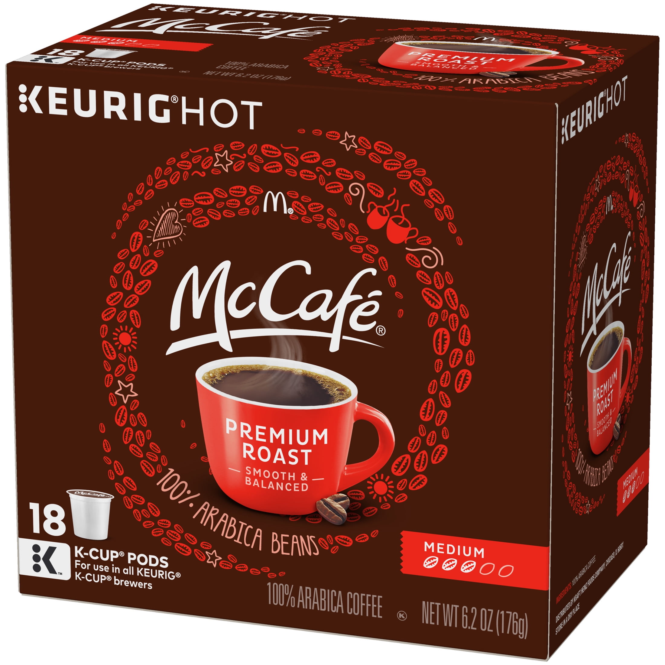 McCafe Premium Roast Medium Coffee K-Cup Pods, Caffeinated, 18 ct - 6.2 oz Box