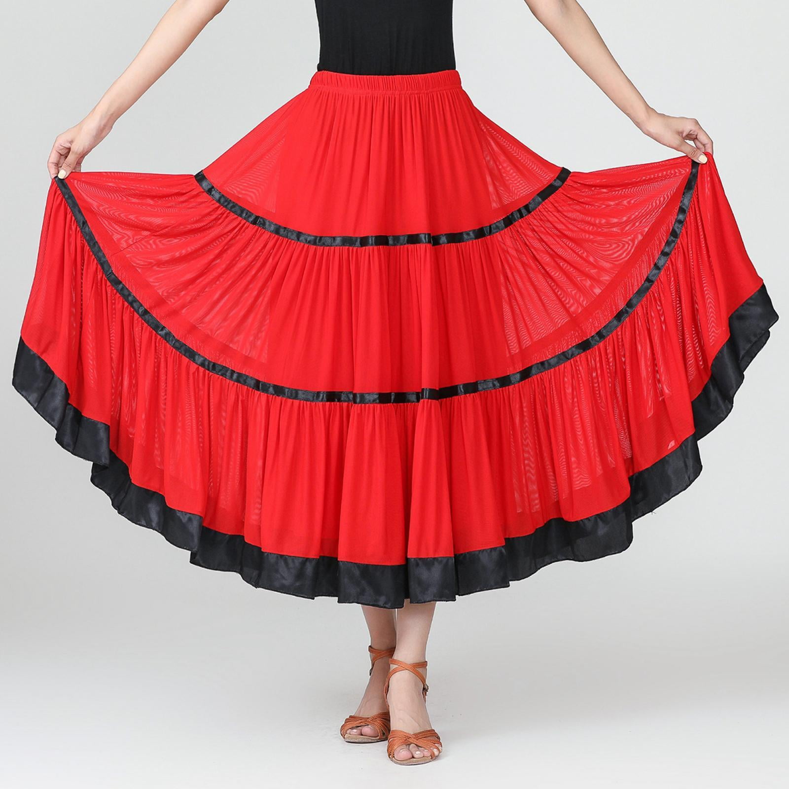Women Dancing Skirt Waltz Flamenco Costume 