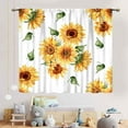 thumbnail image 3 of Sunflower Curtains for Living Room, Rusitc Farmhouse White Yellow Floral Flower Printed Retro Country Rod Pocket Kitchen Bedroom Cafe Window Drapes Treaments 2 Panel, 42"x63" Inch, 3 of 5