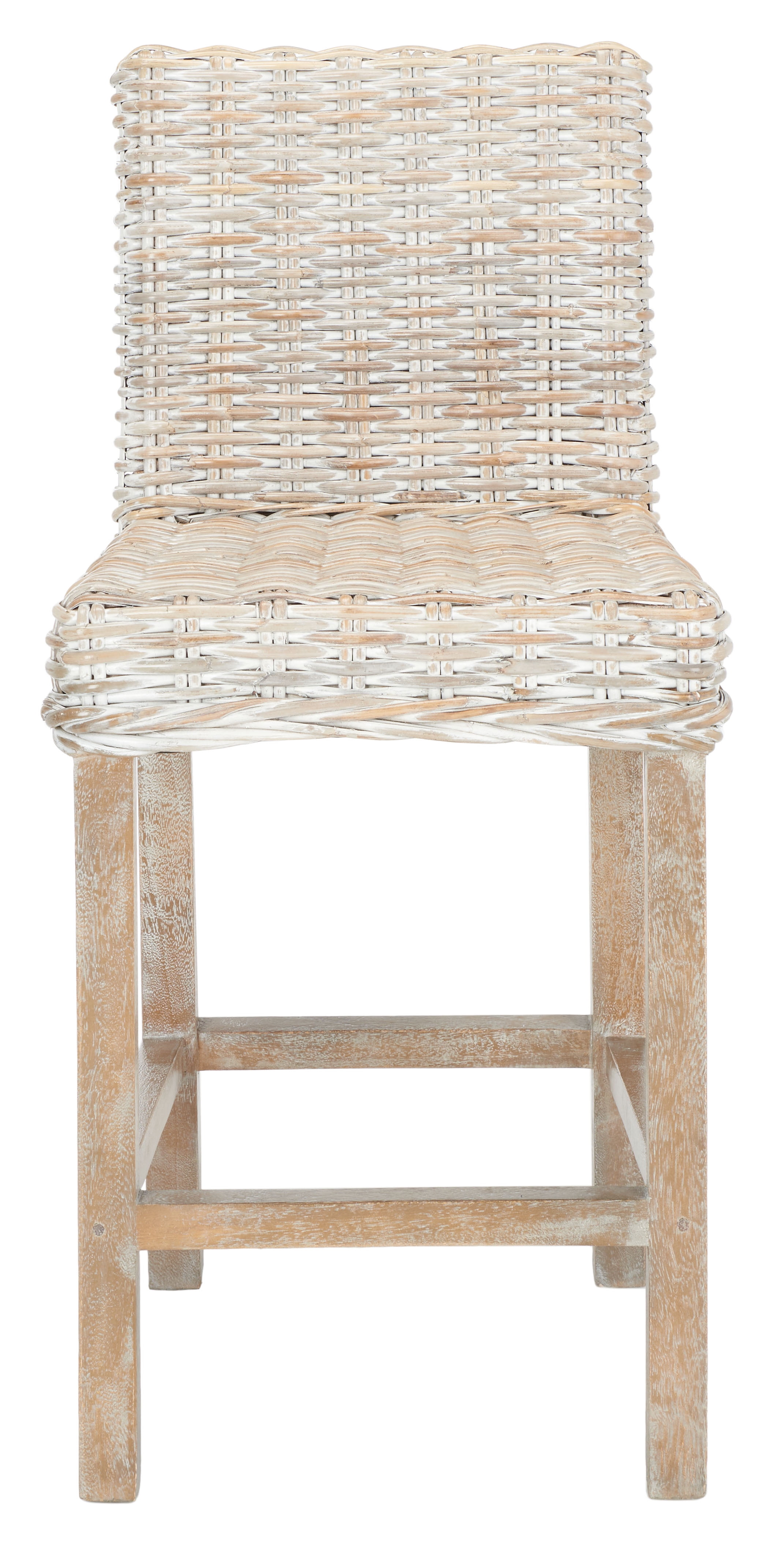 SAFAVIEH Tobie Rattan Counter Stool w/ Footrest, Grey White Wash