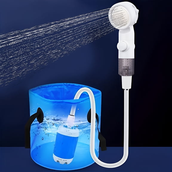 HIBIBUD Portable Camping Shower, Outdoor Camping Shower Pump-USB Rechargeable, Plug And Play, Outdoor Handheld Shower For Camping, Hiking, Traveling, RV