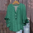 thumbnail image 2 of Blouses for Women Dressy Casual Going Out Women's Clothing Bell Stylish Clothes Cozy Womens Short Sleeve Tops Green, 2 of 5