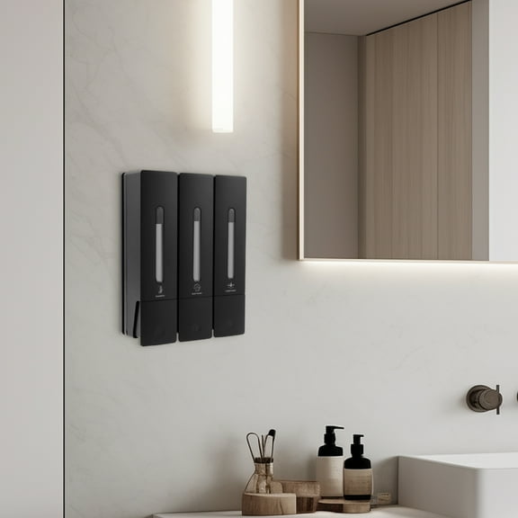 3 Chamber Shower Soap Dispenser 400ml Wall Shampoo Dispenser Wall Mounted Conditioner Dispenser Practical Shampoo and Conditioner Dispenser Visual Body Wash Dispenser for Home