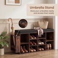 thumbnail image 5 of ELLEGNT Shoe Bench with Umbrella Stand - Padded Seat, Adjustable Shelves for Entryway Storage, Rustic Brown, 5 of 8