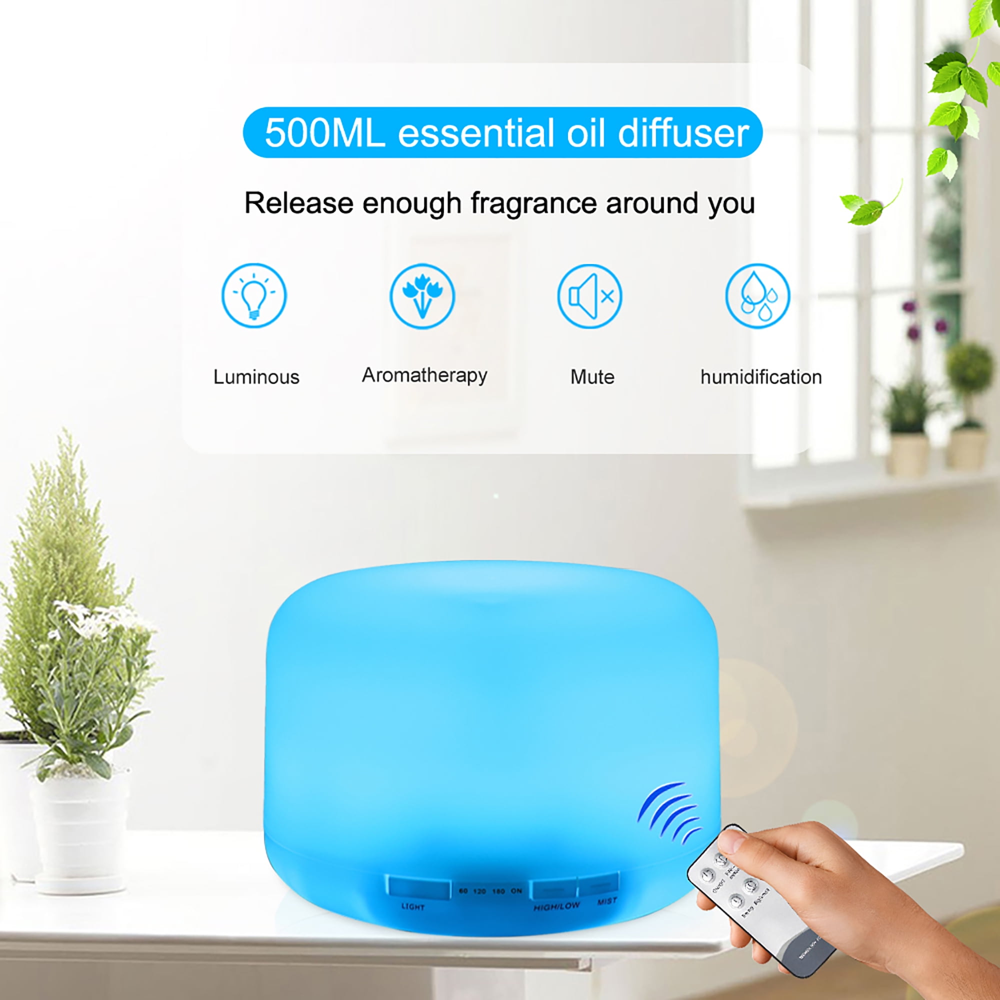 O2389YK 110V 500ML Color Cycling Aroma Diffuser with Black Controller US Plug