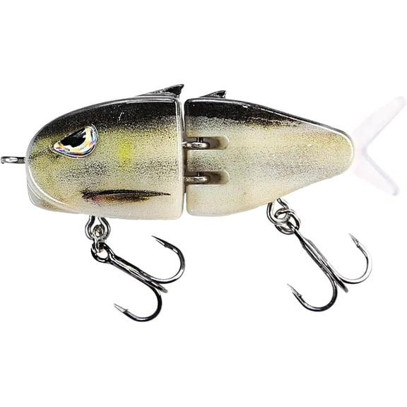 2.36 Inch Mini Glide Bait Fishing Lure, Jointed Hard Swim Bait with Soft Tail, 3D Eyes and Treble Hooks for Bass, Trout and Freshwater Fishing