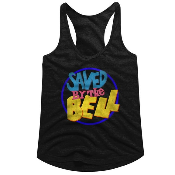 Saved by the Bell Round Logo Black Junior Women's Racerback Tank Top