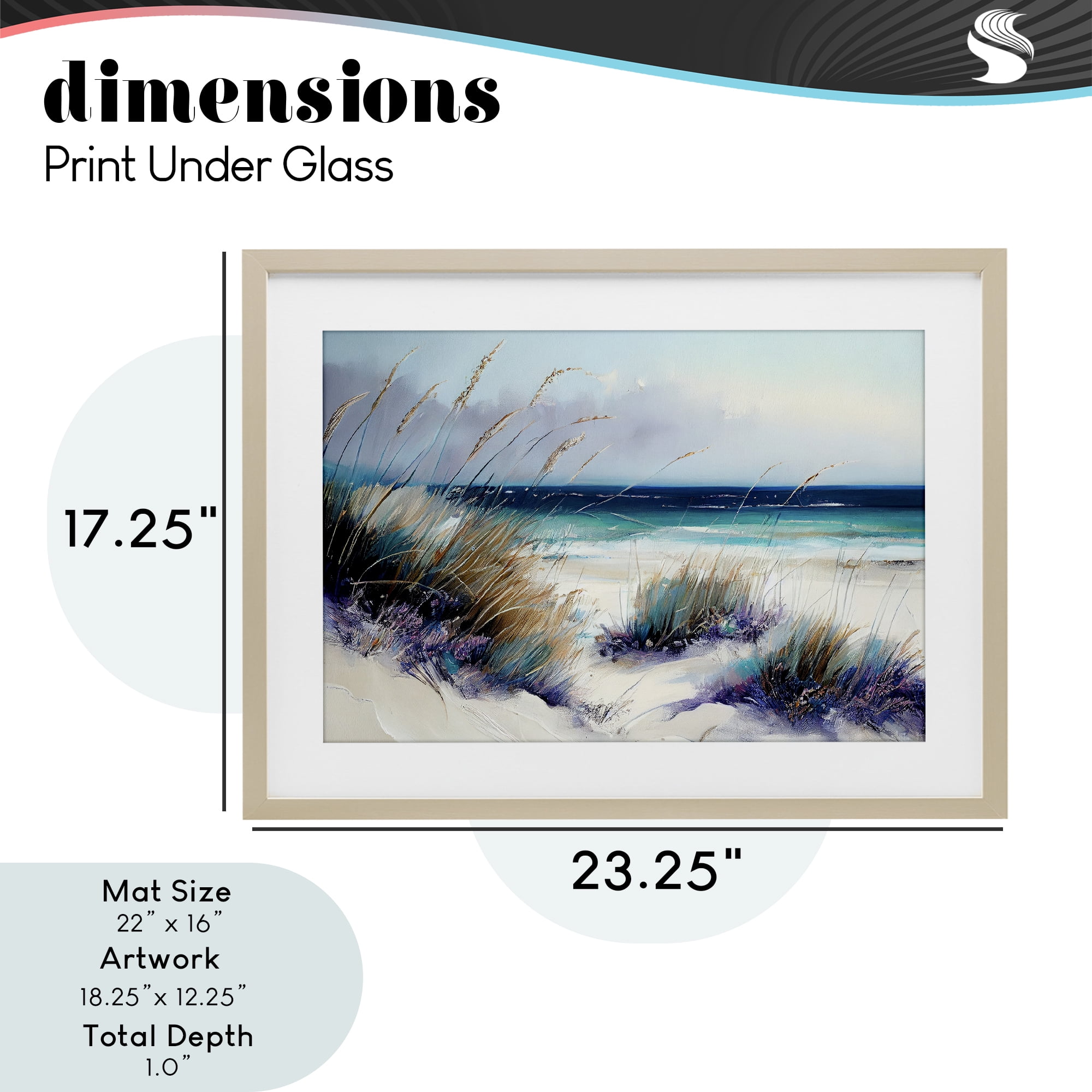 Euphoria Beach Dunes Birch Framed Print Under Glass, design by Sasha