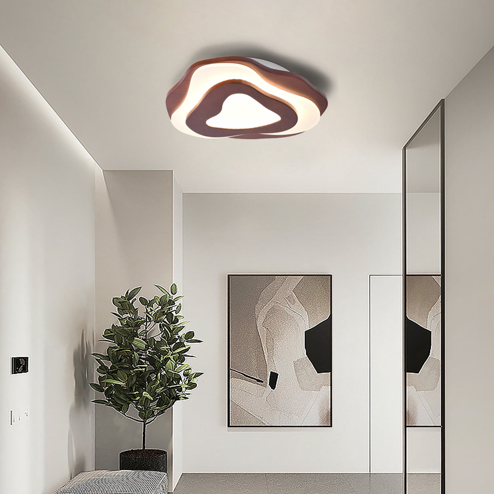 Arturesthome Nordic Irregular Flush Mount Solid Wooden Ceiling Light For Living Room