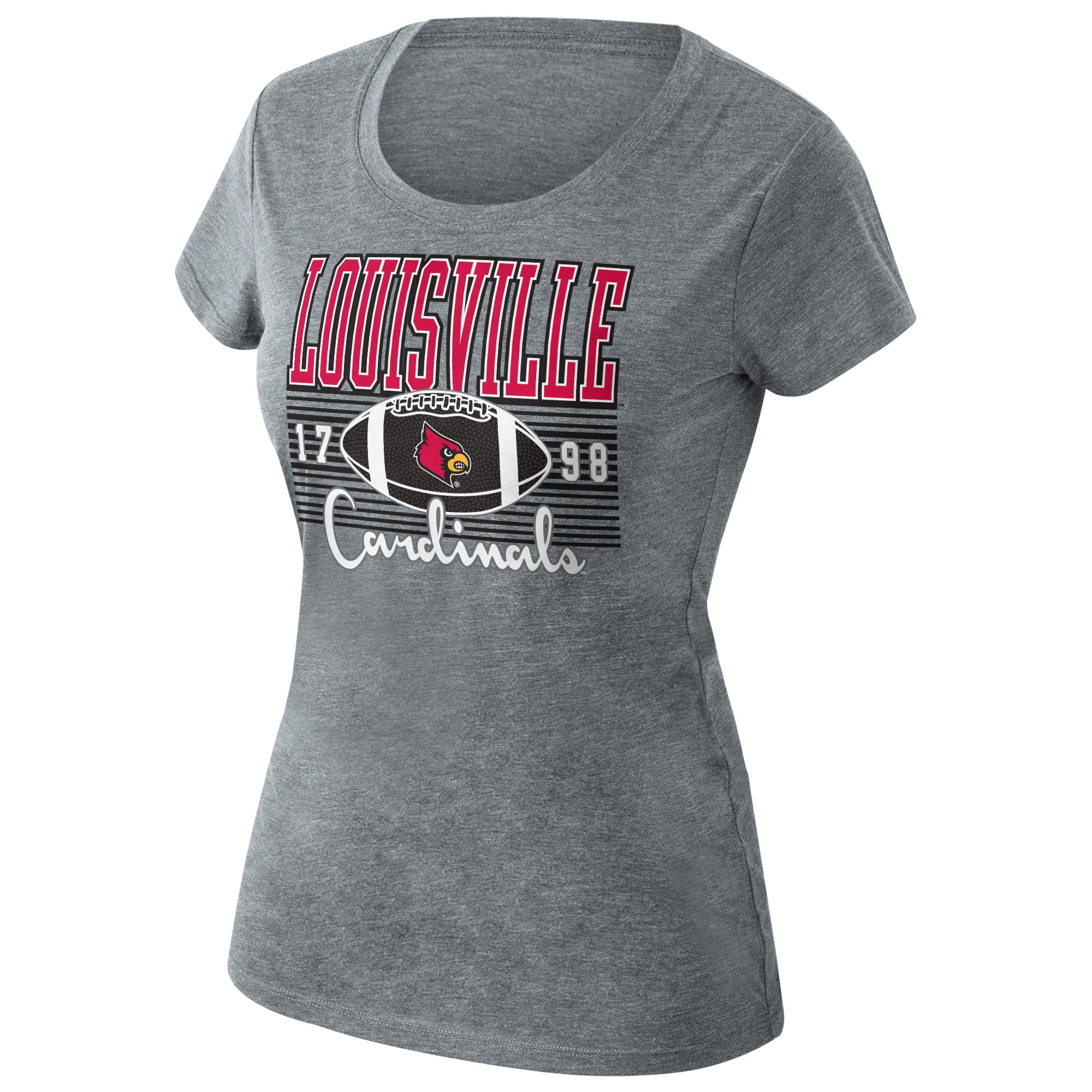Women's Heathered Gray Louisville Cardinals Sideline Scoop Neck T-Shirt