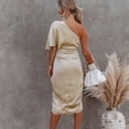 thumbnail image 6 of Floenr Summer Dresses for Women,Fashion Women's Elegant Sexy One Shoulder Irregular Dress Solid Color Skirt Dress, 6 of 8