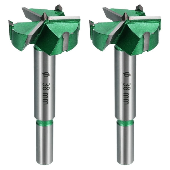 Uxcell 2 Pieces Forstner Drill Bits 1-1/2" (38mm) Carbide Upgraded 3 Flutes Wood Hinge Drill Bits for Hole Drilling