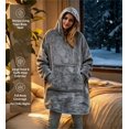 thumbnail image 5 of Wearable Blanket Hoodies for Women Men with Pocket, Adult Fuzzy Blanket Hoodies, Soft and Warm Sherpa Oversized Sweatshirt Blanket, Cute Birthday Gifts Gray, 5 of 10