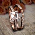 thumbnail image 3 of 1.50 carat Princess Morganite and Diamond Bridal Wedding Ring Set in Rose Gold Bestselling Design, 3 of 5