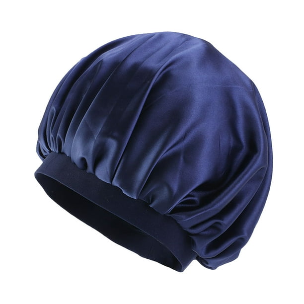 Capó de pelo de ancho de ancho de bronceado cabeza bufanda tapa de dormir de moda softness sombrero turbans cabeza cubierta de pelo envolturas para las mujeres durmiendo azul marino color azul sidaley AP008211-11
