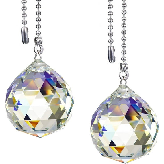 2 Pcs /4Pcs Clear Crystal Ball Beaded Pull Chain Extension for Ceiling Fan Light