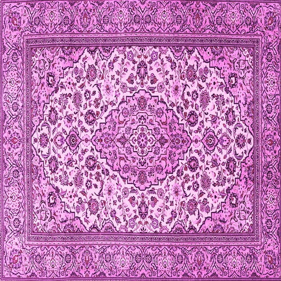 Ahgly Company Indoor Square Medallion Pink Traditional Area Rugs, 7' Square