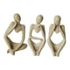 thumbnail image 5 of 3 piezas de estatuas de personas pensantes, esculturas, adornos de mesa, arte moderno coleccionable, hecho a mano Marrón, 5 of 9