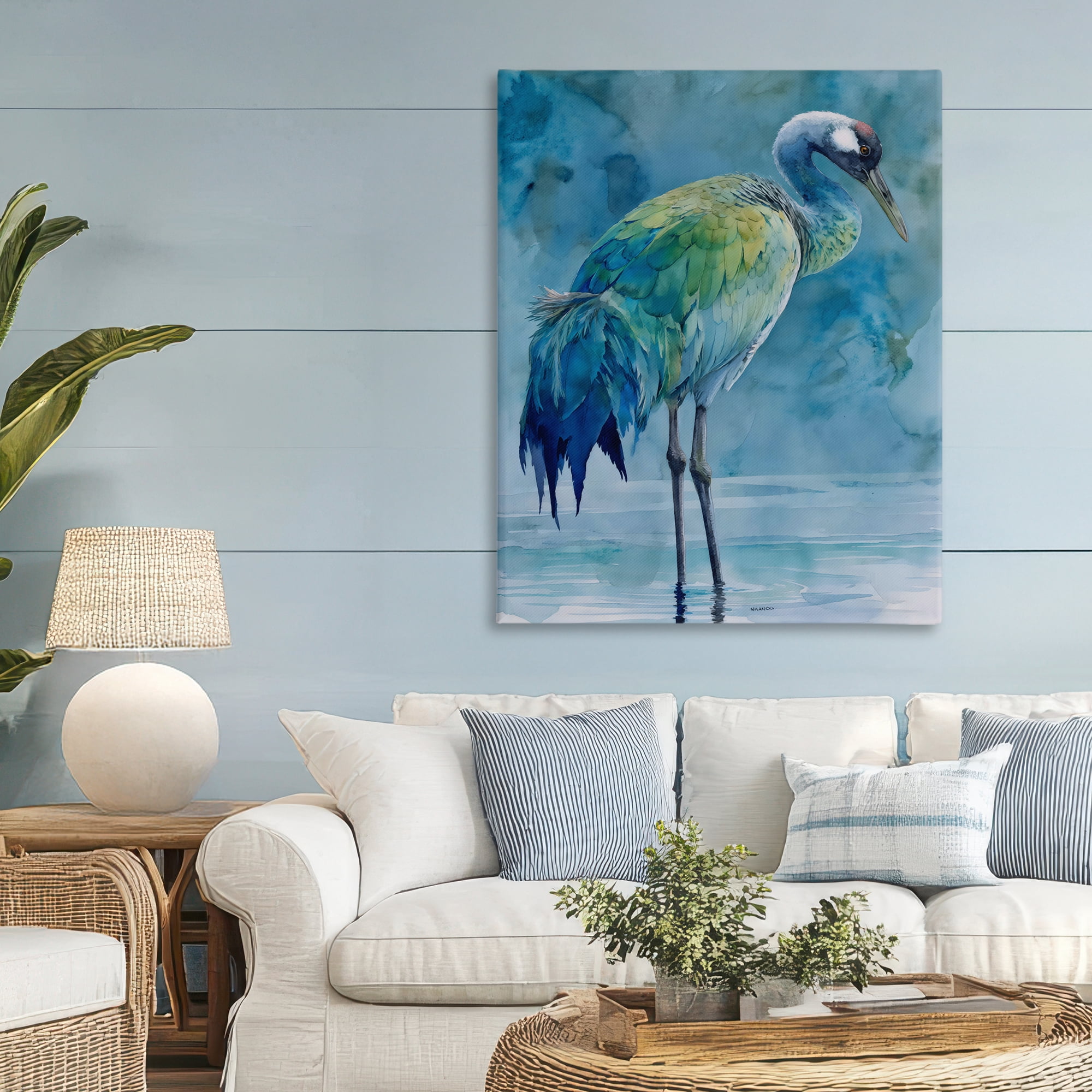Stupell Industries Turquoise Feathered Coastal Bird Canvas Wall Art, design by Franklyn Gregory