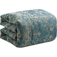 thumbnail image 4 of 7 Piece Blue Damask Pattern Flocked Bedding Comforter Set California King, 4 of 4