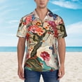 thumbnail image 2 of Gukieu Butterflies And Flowers Painting Print Men's Short-sleeved Shirts, Button-down Lapel Hawaiian Shirts, T-shirts, Beach Vacation Summer Casual Wear,3X-Large, 2 of 7
