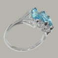 thumbnail image 3 of LBG British Made 14k White Gold Natural Blue Topaz Womens Trilogy Ring - 33 size options - Size 5.25, 3 of 5