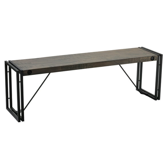 Cortesi Home Thayer Driftwood Bench with metal frame