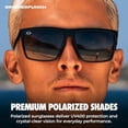 thumbnail image 3 of GRINDERPUNCH Polarized Sunglasses Men Women UV400 Protection Retro Square Sun Glasses Driving Golf Hiking Fishing Shades - Black, 3 of 9