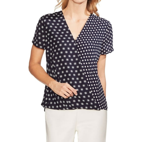 Vince Camuto Womens Foulard Pullover Blouse, Blue, Medium