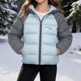 thumbnail image 2 of Teylalorva Girls Outerwear Jackets Hooded Zip Up Puffer Jacket with Pockets Long Sleeve Casual Warm Coat（3-12） Light Blue Size 11, 2 of 2